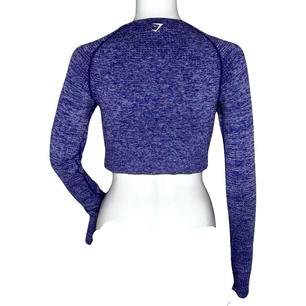 Gymshark Shirt Womens Medium Purple Seamless Crop Top Neutral Workout Athleisure - Picture 4 of 8